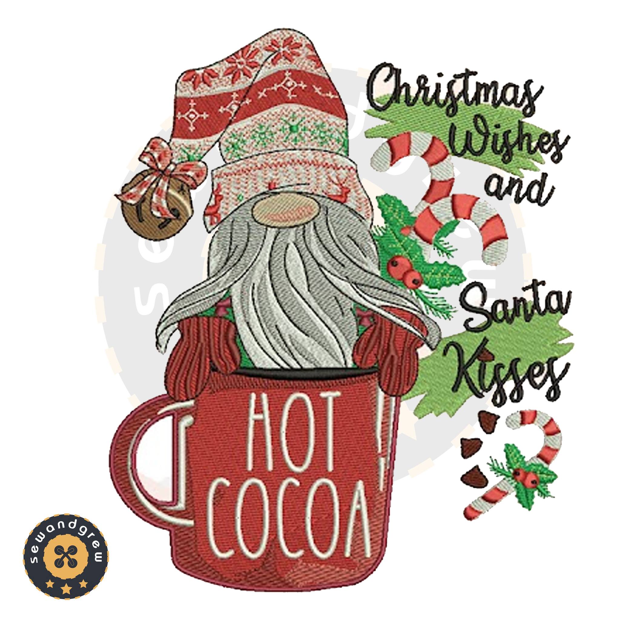 HOT COCOA GNOME EMBROIDERY DESIGN