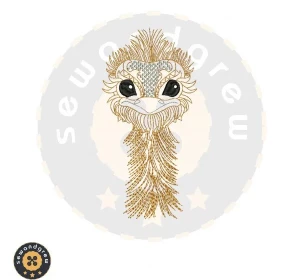 Yellow Ostrich Embroidery Design